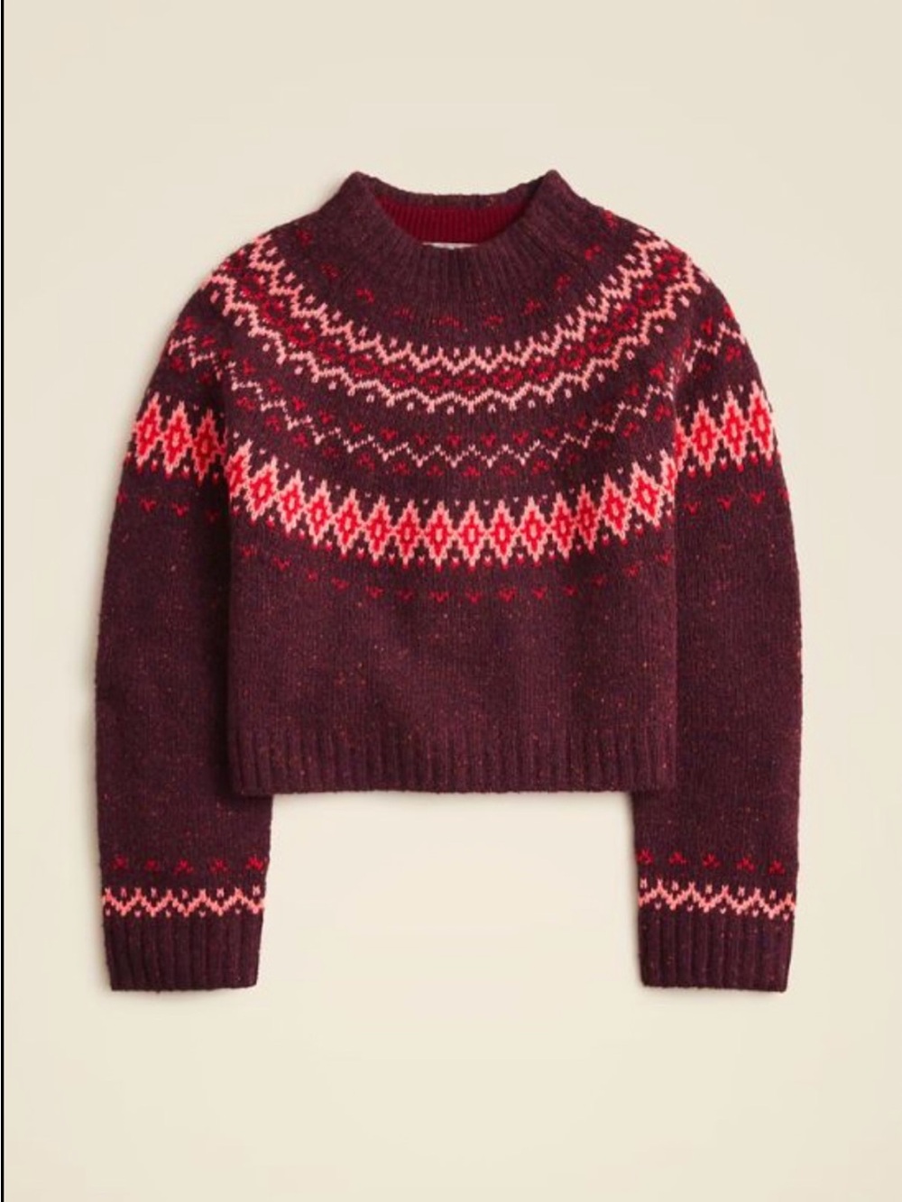 J.Crew Fair Isle Wide Mockneck Wool Blend Sweater S NWT